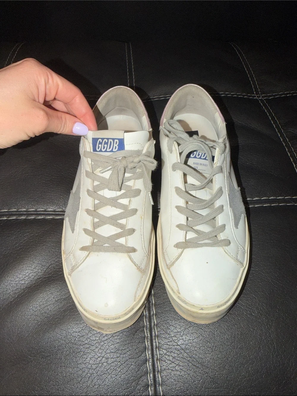 Golden Goose White Sneakers with Pink Metallic Heel Tab